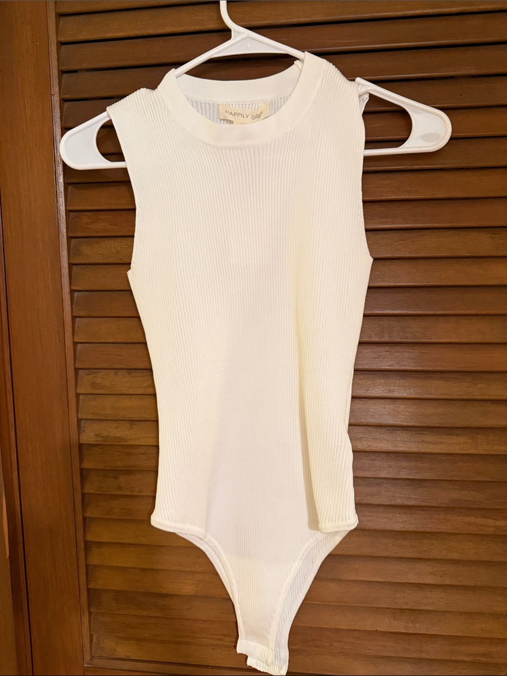 Happily Ever Cream Ribbed Sleeveless Bodysuit